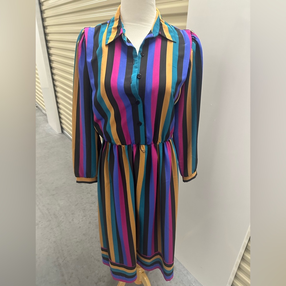 Vintage 70’s Striped Long Sleeve Dress